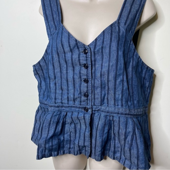 Nest Robe Blue stripe Japanese fabric button front top sz M - Picture 5 of 11